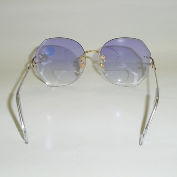 NWT Vintage 90's Lady Dia-Cut Bi-Focal Reading Sunglasses +1.00 (Gold/Blue) - Picture 3 of 4